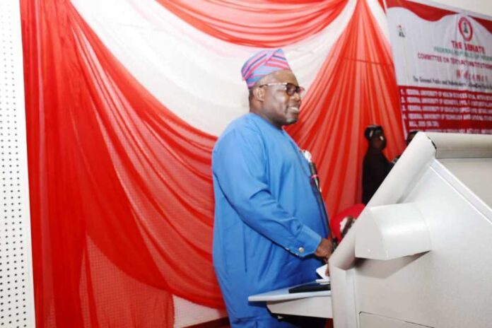 Surv. Abuduganiyu Adebomehin Surveyor General of the Federation, (SGOF) Surv. Abuduganiyu Adebomehin during his presentation before the senate committee