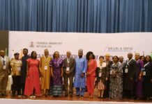@ The First African Neurological Health Summit held at the Shehu Musa Yar'Adua Centre, Abuja. A collaborative effort between the Federal Ministry of Health & Social Welfare and, Brain & Spine Foundation Africa. Wearing Blue apparel: Dr. Tunde Ojo, representing the Coordinating Minister for Health & Social Welfare at the event.