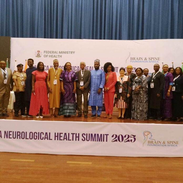 African Neurological Summit @ The First African Neurological Health Summit held at the Shehu Musa Yar'Adua Centre, Abuja. A collaborative effort between the Federal Ministry of Health & Social Welfare and, Brain & Spine Foundation Africa. Wearing Blue apparel: Dr. Tunde Ojo, representing the Coordinating Minister for Health & Social Welfare at the event.