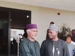 Honorable Minister of Foreign Affairs, Amb. Yusuf Tuggar in a handshake with the DG IPCR, Dr. Joseph Ochogwu