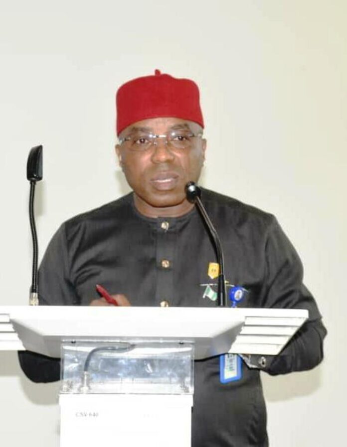 Dr. Emeka Obi The Permanent Secretary, MPR. Dr. Emeka Vitalis Obi mni presenting the Statistical Bulletin of the Nigerian Oil and Gas Sector 2018 - 2023 at the 60th meeting of the Consultative Committee on Petroleum Statistics (CCPS) in Abuja.