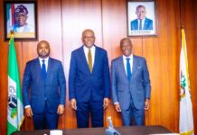 L-R 1. The Executive Chairman, Federal Inland Revenue Service (FIRS), Dr Zacch Adedeji 2. The Governor of the Central Bank of Nigeria (CBN), Mr Olayemi Cardoso, and 3. The Honourable Minister of Finance and Coordinating Minister of the Economy Mr Wale Edun in a group photograph shortly after the meeting with the Governor of the Central Bank of Nigeria held at the CBN Headquarters, Abuja, today