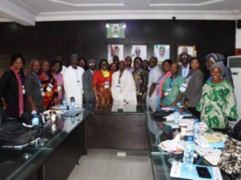 Middle: Dr. Amina Director Child Health Division representing Director Family Health Department FMoHSW. To her immediate right: Prof. Ekanem Ekure, President Paediatric Association of Nigeria PAN: next, Prof. Martin Meremikwu Director Cochrane Nigeria. next, Dr. Dachi Arikpo.