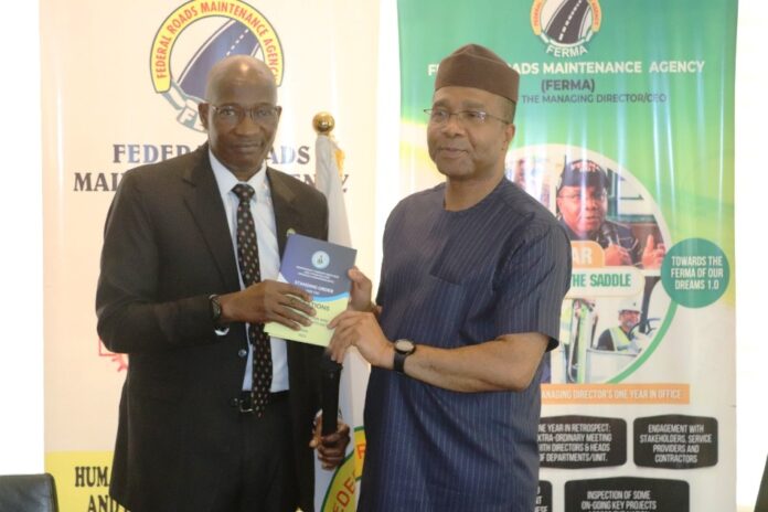 FERMA Inaugurates ACTU R-L The Managing Director/CEO, FERMA; Engr. Emeka Agbasi. Ph.D; FNSE; receiving the ACTU manual from Olusegun Adigun, Director SSRD (ICPC) representative of the Chairman ICPC