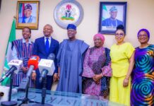 FROM LEFT TO RIGHT 1. Sanyade Okoli (Special Adviser to the President on Finance & the Economy). 2. Frank Aigbogun (Publisher, BusinessDay Media Ltd) 3. Wale Edun (Honourable Minister of Finace and Coordinating Minister of the Economy) 4. Mrs Lydia Shehu Jafiya (Permanent Secretary, Federal Ministry of Finance) 5. Nancy Nnaji (Anchor, Moneyline with Nancy,AIT) 6. Kikelomo Longe (SA to the Minister of Finance)