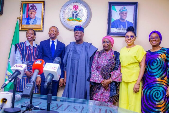 FROM LEFT TO RIGHT 1. Sanyade Okoli (Special Adviser to the President on Finance & the Economy). 2. Frank Aigbogun (Publisher, BusinessDay Media Ltd) 3. Wale Edun (Honourable Minister of Finace and Coordinating Minister of the Economy) 4. Mrs Lydia Shehu Jafiya (Permanent Secretary, Federal Ministry of Finance) 5. Nancy Nnaji (Anchor, Moneyline with Nancy,AIT) 6. Kikelomo Longe (SA to the Minister of Finance)