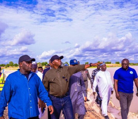 The Honourable Minister of Water Resources and Sanitation, Engr. Prof. Joseph Terlumun Utsev, on 7th August 2025, led an inspection visit to the ongoing upgrading and reconstruction of the Alau Dam in Maiduguri, Borno State, under the Renewed Hope Agenda of President Bola Ahmed Tinubu, GCFR.