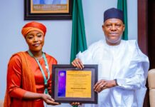 R-L: Vice President Kashim Shettima with the newly appointed United Nations Global Advocate for Peace, Maryam Bukar Hassan, during a meeting at the Presidential Villa, Abuja, on Monday (11/08/2025)