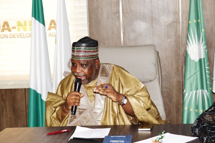 National Coordinator and Chief Executive Officer AUDA-NEPAD Nigeria, Hon Jabiru Salisu Abdullahi speaking at the meeting with State commissioner from the Seven Pilot State
