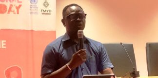 The Honourable Minister, Federal Ministry of Youth Development, Comrade Ayodele Olawande, delivering his remarks at the UN House, Abuja, highlighting the importance of youth engagement, innovation, and active participation in national development.