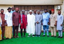 Secretary to the Government of the Federation, Sen. George Akume, fnim, CON, receives in audience a delegation from Niger Delta Ethnic Nationalities Youth Leaders Forum led by its Chairman & President, Ijaw Youth Council Worldwide, Sir Jonathan Lokpobiri (Snr) on Wednesday 20th August, 2025 in Abuja.