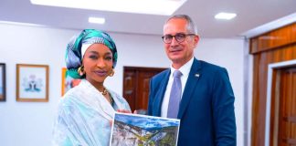 H.E. Mr. Patrick Egloff, Ambassador of Switzerland to Nigeria during a courtesy visit to the Minister of Art, Culture, and Creative Economy Hannatu Musa Musawa Esq