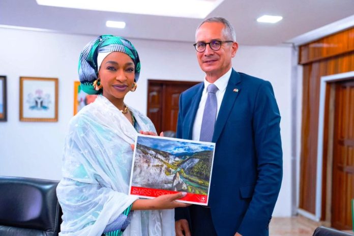 H.E. Mr. Patrick Egloff, Ambassador of Switzerland to Nigeria during a courtesy visit to the Minister of Art, Culture, and Creative Economy Hannatu Musa Musawa Esq