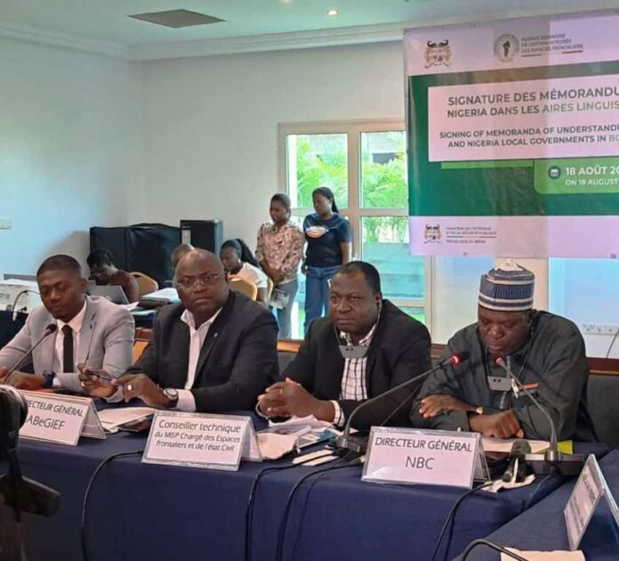 Nigeria and Benin Republic The Director General National Boundary Commission Surveyor Adamu Adaji led the Nigerian delegation to the signing of the Memorandum of Understanding on Local Cross Border Cooperation between Nigeria and Benin Republic. The MoU seeks to promote cross-border cooperation and address the challenges related to cross-border insecurity, socioeconomic development, and fast tracking delimitation and demarcation of the boundary, among other things. The Nigerian delegation comprised of officials the National Boundary Commission, Ministry of Foreign Affairs, Federal Ministry of Justice, Nigerian Embassy in Cotonou, relevant Security Agencies and all the Chairmen of Border Local Government Areas along the Nigeria-Benin International Border.