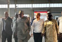 Photo show: The Minister of Religion Development, His Excellency, Uba Maigari Ahmadu and his team were taken round the plant for an on the spot experience and assessment of the E-Tricycle Production cycle.