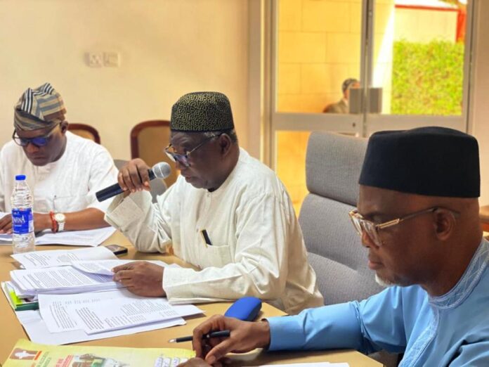 L-R: Hon. Nathaniel Adojutelegan, Federal Commissioner Ondo State; Hon. Mohammed Kabeer Usman, Federal Commissioner Gombe State and Chairman of Remuneration and Monetisation Committee, RMAFC; and Dr. Tanimu Adamu Aliyu, Director Fiscal Efficiency RMAFC and Secretary to the Committee at the RMAFC Retreat in Kano for the Harmonisation of Reports of the Reviewed Remuneration Package for Public Office Holders