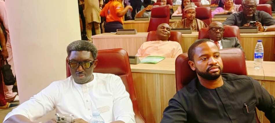 R-L: The Managing Director, South East Development Commission ( SEDC), Mark Okoye and Benjamin Wisley,, North East Development Commission's Secretary/ Legal Advisor, representing the MD/CEO, ( NEDC), Dr. Muhammed G. Alkali, in a photograph during tthe event held in Abuja.
