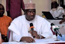 The Minister of State for Agriculture and Food Security, Sen . Dr. Aliyu Sabi Abdullahi, during the workshop in Abuja.