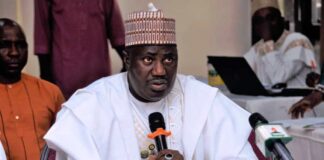 The Minister of State for Agriculture and Food Security, Sen . Dr. Aliyu Sabi Abdullahi, during the workshop in Abuja.