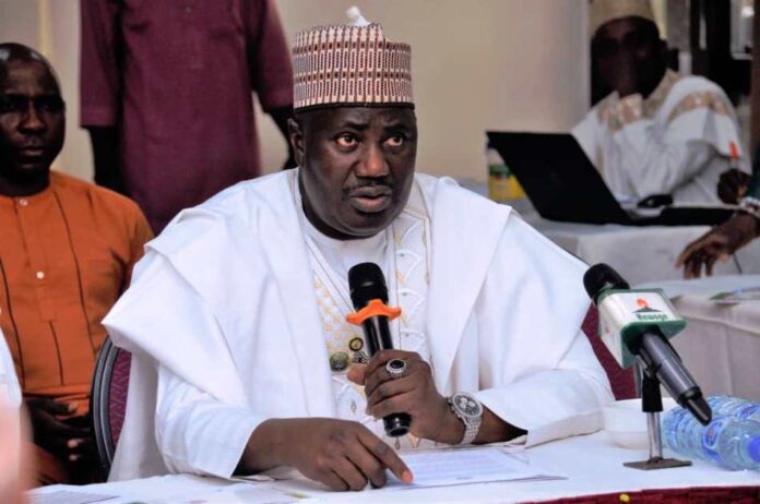 The Minister of State for Agriculture and Food Security, Sen . Dr. Aliyu Sabi Abdullahi, during the workshop in Abuja.
