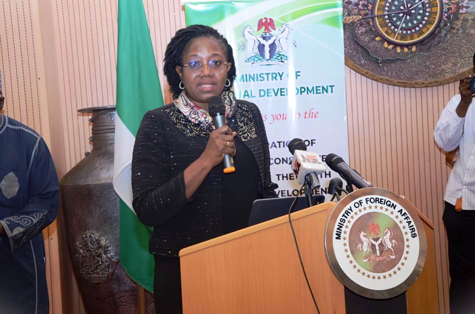 Permanent Secretary Ministry of Regional Development, Dr. Mary Ada Ogbe delivering a vote of thanks during the inauguration of Governing Board of the SSDC, SEDC and North Central Development Commissions held in Abuja