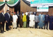 His Excellency, Governor of Borno State, Prof. Babagana Umara Zulum and the Honourable Attorney General of the Federation and Minister of Justice, Lateef Fagbemi SAN in a group Photograph with Heads of Agencies and other dignitaries during the opening ceremony of the 2025 Justice Sector Leadership Retreat holding from 17th - 18th September, 2025 at the International Conference Centre, Musa Usman Secretariat, Maiduguri, Borno State.
