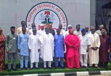 NTAC DG, Rt.Hon.Yusuf Buba Yakub (m) and the Directors of Administration and Programmes, Ambassador Yakubu Abdullahi Ahmed and Ambassador Usman Zakari are here flanked on both sides by members of Management and staff of NTAC as the Agency marked the 2nd Year Anniversary of the DG's Assumption of Office at the Agency on Friday, September 26, 2025 in Abuja.