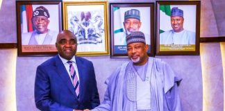 L-R, the Director General, ICRC, Dr. Jobson Oseodian Ewalefoh and Minister of Agriculture and Food Security, Sen Abubakar Kyari, during a high-level meeting in Abuja.