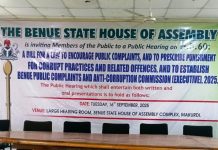 Benue Assembly Moves To Establish Anti-Corruption Commission