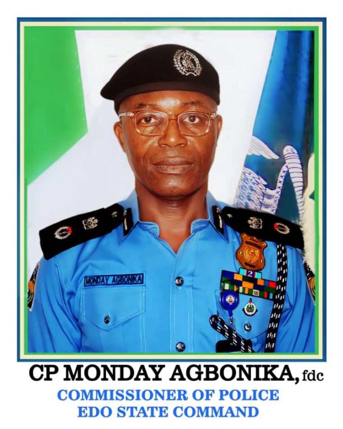 Commissioner of Police of Edo State, CP Monday Agbonika, fdc