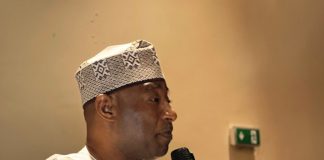 Executive Director, Nigeria Integrated Water Resources Management Commission, Dr. Abdulmumin Aminu Zaria delivering his goodwill message at the occasion of ACReSAL Marketplace project in Abuja