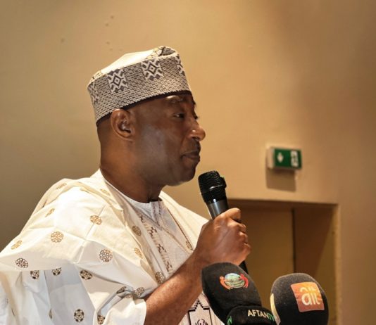 Executive Director, Nigeria Integrated Water Resources Management Commission, Dr. Abdulmumin Aminu Zaria delivering his goodwill message at the occasion of ACReSAL Marketplace project in Abuja