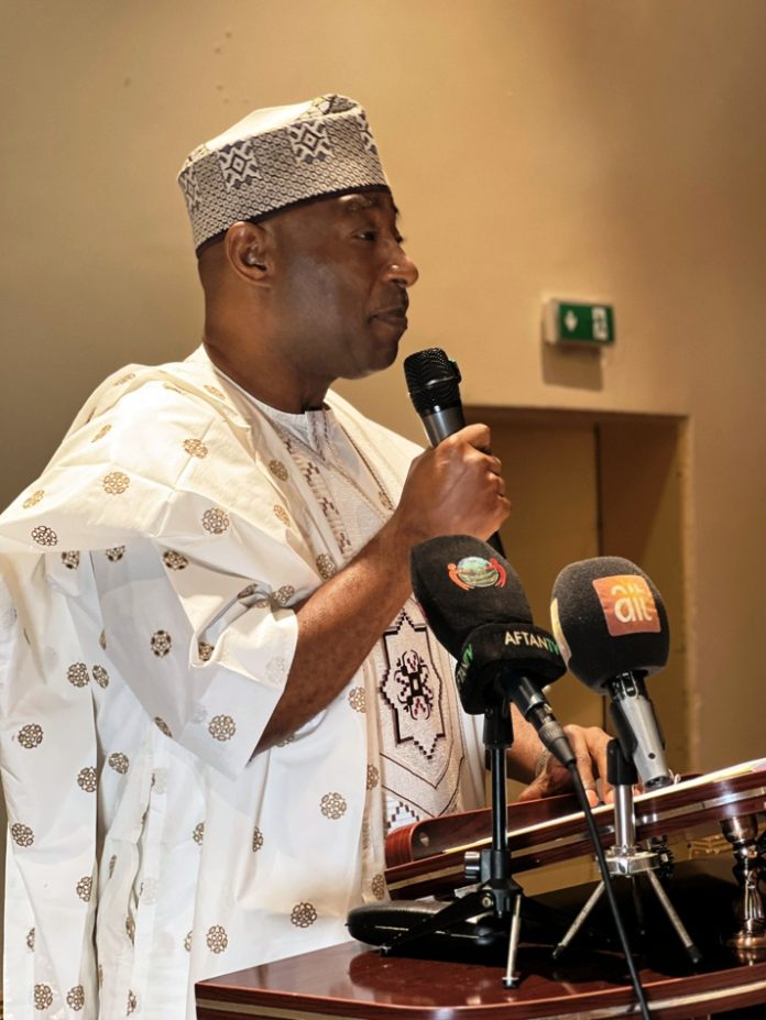 Executive Director, Nigeria Integrated Water Resources Management Commission, Dr. Abdulmumin Aminu Zaria delivering his goodwill message at the occasion of ACReSAL Marketplace project in Abuja