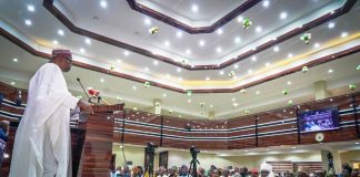 Honourable Minister of State for Health & Social Welfare Dr. Iziaq Adekunle Salako delivering his key note address at the Ministerial Press Briefing Commemorating the 2025 African Traditional Medicine Day, inside the Education Auditorium, Federal Secretariat, Abuja.