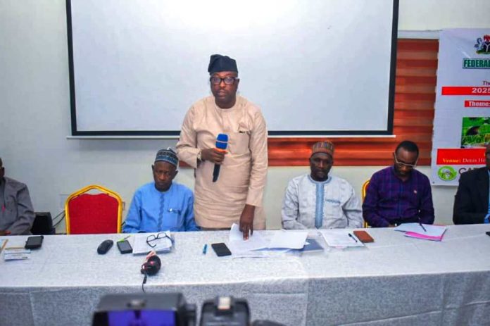 The Representative of the Permanent Secretary and Director, Agricultural Land and Climate Change Management Services Department, Mr Oshadiya Olanipekun during the meeting in Abuja.