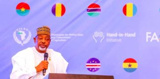 The Minister of Agriculture and Food Security, Sen Abubakar Kyari, during the forum