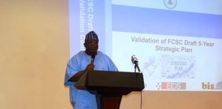 Hon. Chairman, Federal Civil Service Commission (FCSC), Prof. Tunji Olaopa,, during his remarks at the FCSC Strategic Planning Stakeholders Validation Conference at Abuja Continental Hotel (former Sheraton Hotel), Abuja.