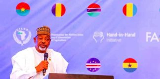 The Minister of Agriculture and Food Security, Sen. Abubakar Kyari, during the investment forum meeting, Abuja.