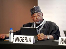 The Minister of Agriculture and Food Security, Sen Abubakar Kyari, during the meeting in Dakar, Senegal.