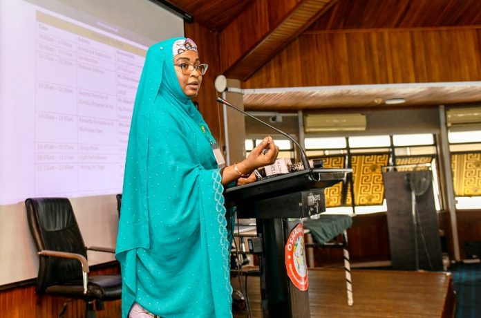 Representative of the HCSF and Permanent Secretary, Career Management Office, Mrs Fatima Mahmood, giving her opening remarks at the event.