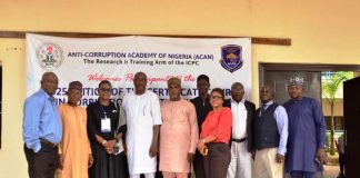 4th from L: RMAFC ACTU Chairman, Mr. Idris Y. Musa and other participants and resource persons at the Anti-Corruption Academy of Nigeria (ACAN) in Nasarawa State.