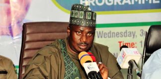 The Minister of State for Agriculture and Food Security, Sen Dr Aliyu Sabi Abdullahi, during the workshop in Abuja.