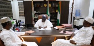 The Director General of NTAC, Rt. Hon. Yusuf Buba Yakub (m) as he signs the Country Agreement today, Tuesday, September 2, 2025, to commence Volunteers' deployment to South Sudan, while Amb. Yakubu Abdullahi Ahmed, Director of Administration and Amb. Zakari Usman, fdc, Director of Programmes at the Agency watch on.