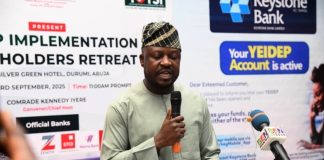 The Honourable Minister of Youth Development, Comrade Ayodele Olawande, ably represented by his Chief of Staff, Muhammed Abdullahi, delivered his address at the YEIDEP Implementation Stakeholders’ Retreat, reaffirming the Ministry’s commitment to youth empowerment and inclusive development.