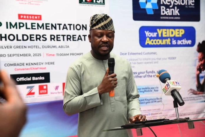 YEIDEP2 The Honourable Minister of Youth Development, Comrade Ayodele Olawande, ably represented by his Chief of Staff, Muhammed Abdullahi, delivered his address at the YEIDEP Implementation Stakeholders’ Retreat, reaffirming the Ministry’s commitment to youth empowerment and inclusive development.