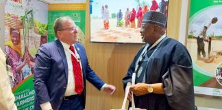 L -R, the President/CEO, IFDC, Henk Van Deepen and Minister of Agriculture and Food Security, Sen Abubakar Kyari during the meeting in Dakar, Senegal.