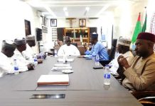 The lawmakers, led by the Minority Leader of the House and Leader of the group, Hon. Suleiman Umar Alkali (Yola North) in a discussion with the DG NTAC, Rt. Hon. Buba Yakub.