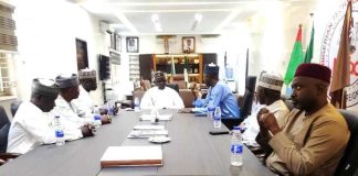 The lawmakers, led by the Minority Leader of the House and Leader of the group, Hon. Suleiman Umar Alkali (Yola North) in a discussion with the DG NTAC, Rt. Hon. Buba Yakub.