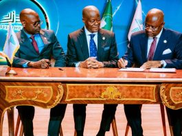 Director, Board Secretariat, Afreximbank- Gerald Chihota, Afreximbank President- Dr. George Elombi, Chairman of the AGM, Afreximbank and HMF/CME of Nigeria - Wale Edun