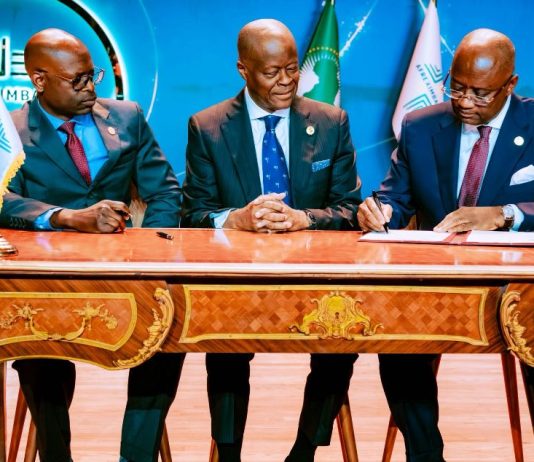 Director, Board Secretariat, Afreximbank- Gerald Chihota, Afreximbank President- Dr. George Elombi, Chairman of the AGM, Afreximbank and HMF/CME of Nigeria - Wale Edun